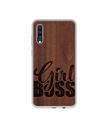 Amazon Brand - Solimo Designer Girl Boss On Wood UV Printed Soft Back Case Mobile Cover for Samsung Galaxy A70