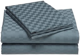 Pinzon Cotton 500-Thread-Count Cotton Lucia Checks Full Sheet Set, Mineral