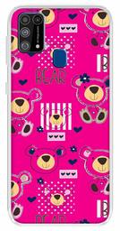 Amazon Brand - Solimo Designer Multicolor Bear Pink Pattern Printed Soft Back Case Mobile Cover for Samsung Galaxy M31