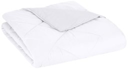 AmazonBasics Reversible Microfiber Bed Comforter, Full / Queen, White