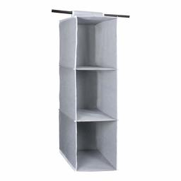 Amazon Brand - Solimo Fabric Hanging Closet Organiser, 3 Shelves, Grey