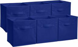 (Renewed) AmazonBasics Foldable Storage Cubes - 6-Pack, Navy