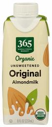 365 by Whole Foods Market, Organic Unsweetened Almond Milk, Original (1 Single Carton), 8 Fl Oz