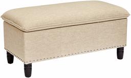 First Hill Genova Fabric-Upholstery Pillow-Top Storage Ottoman Bench, Breezy Beige