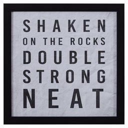 Amazon Brand – Rivet White and Black Shaken on the RocksDouble Strong Neat Pint Print in Black Frame, 18