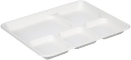 AmazonBasics Plateaux jetables écologiques Compostables et biodégradables 5 compartiments Lot de 125