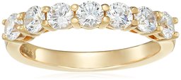 Yellow-Gold-Plated Sterling Silver 7-Stone Ring made with Swarovski Zirconia (1 cttw), Size 7