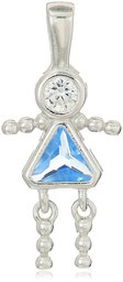 Sterling Silver AAA Cubic Zirconia Simulated Birthstone Babies Girl Charm, March