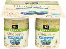 365 Everyday Value, Organic Whole Milk Yogurt, Blueberry, 6 ct