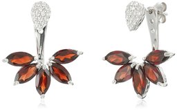 Garnet and Cubic Zirconia Floral Earring Jacket