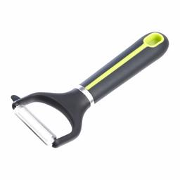 AmazonBasics Serrated Y-Peeler with Protective Cover, Soft Grip Handle, Grey and Green (Renewed)