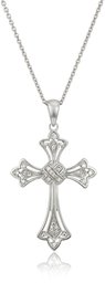 Sterling Silver Diamond Accent Cross Pendant Necklace, 18