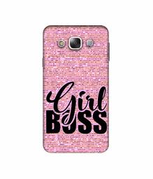 Amazon Brand - Solimo Designer Girl Boss On Pink Sparkle 3D Printed Hard Back Case Mobile Cover for Samsung Galaxy E5