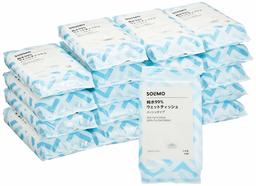 SOLIMO 99% Pure Water, Wet Wipes, Mesh Type, 60 Sheets x 20 Packs (1200 Sheets), Made in Japan, Paraben Free