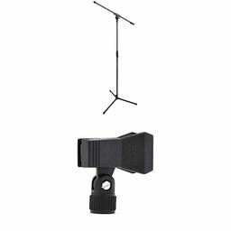 AmazonBasics Tripod Boom Microphone Stand with Clothespin Style Microphone Clip