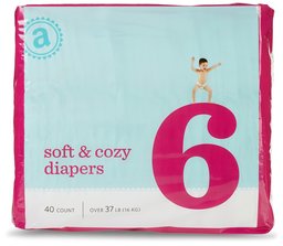 Amazon Elements Soft & Cozy Diapers, Size 6, 40 Count