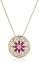 Collana con ciondolo a forma di mandala in filigrana in argento Sterling placcato in oro giallo 18 ct, 45,7 cm