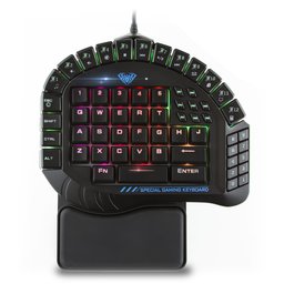 Aula Teclado para Videojuegos con una Sola Mano, RGB LED Backlist Teclado mecánico con reposamanos extraíble para PC Gamer & Typing