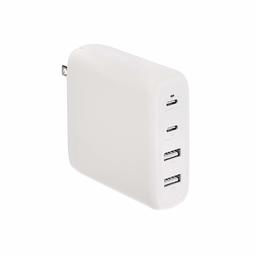 AmazonBasics 98W Four-Port GaN Wall Charger with 2 USB-C Ports (60W + 18W) and 2 USB-A Ports (10W + 10W) - White