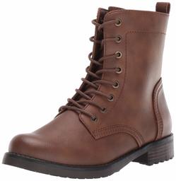 Amazon Essentials Botas de combate con cordones para mujer, Coñac, 9.5