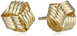 14k Yellow Gold Ribbed Love Knot Stud Earrings