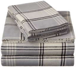 Pinzon Plaid Flannel Bed Sheet Set - King, Grey Plaid