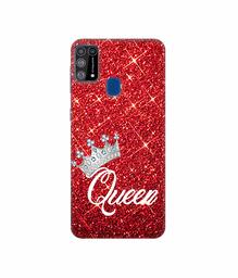 Amazon Brand - Solimo Designer Queen On Red Glitter 3D Printed Hard Back Case Mobile Cover for Samsung Galaxy M31