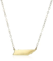 10k Yellow Gold Tennessee State Pendant Necklace, 16