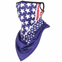 Ristake Outdoor Cycling Hanging Sports Ice Silk Neck Gaiters Hang Ear Face Tube Scarf, 1 Pack, Flag Blue