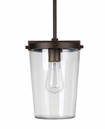 Amazon Brand – Rivet Single-Light Outdoor Pendant Light with Clear Glass Shade, Vintage Edison Bulb Included, 40.3