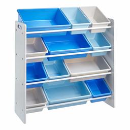 AmazonBasics – Organizador de juguetes, blanco/azul pastel