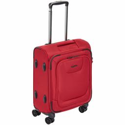 AmazonBasics Premium Expandable Softside Spinner Luggage with TSA Lock - 18-Inch International Carry-On, Red