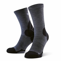 Eono Essentials – Calcetines de senderismo y trekking de lana merino para hombre y mujer (paquete de 2 uds.), tallas 47-50, Gris-Negro