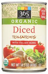 365 Everyday Value, Organic Diced Tomatoes with Italian Herbs, 14.5 ounce