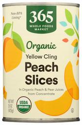 365 Everyday Value, Organic Peach Slices, Yellow Cling, 15 oz