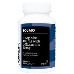 Amazon Brand - Solimo L-Arginine 400 mg with L-Glutamine 20 mg, 90 Tablets