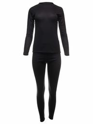 EONO Women's Thermal Active Base Layer Base Layer Top + Trousers Set (Women, Black), xl