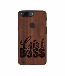 Amazon Brand - Solimo Designer Girl Boss On Wood 3D Printed Hard Back Case Mobile Cover for Oneplus 5T