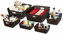 Amazon Brand - Solimo 6 Piece Storage Basket Set, Brown