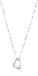 Stainless Steel Petite Concave Heart Pendant Necklace, 18