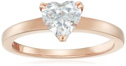 Rose-Gold-Plated Silver Heart-Shape (1.5 cttw) Solitaire Ring made with Swarovski Zirconia, Size 8