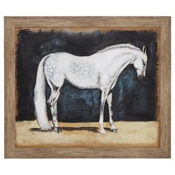 Amazon Brand – Stone & Beam Framed Rustic Appaloosa Horse Print I Wall Art Decor - 23 x 27 Inch, Warm Grey Barnwood