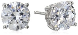 Amazon CollectionPlatinum-Plated Sterling Silver Swarovski Zirconia 4 cttw Round Stud Earrings