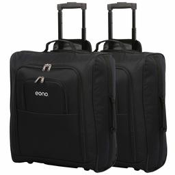 Eono Essentials easyJet British Airways Cabin Approved Suitcase Trolley Bag Jet2 Maximum Cabin Approved, Set of 2, 60 Litre, Black