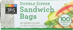 365 Everyday Value, Double Zipper Sandwich Bags, 100 ct