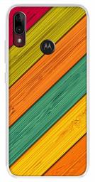 Amazon Brand - Solimo Designer Multicolor Slant Wooden Pattern Printed Soft Back Case Mobile Cover for Motorola Moto E6s / Motorola Moto E6 Plus