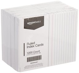 AmazonBasics 3-inch x 5-inch Ruled Record Cards - 10 Packs of 100