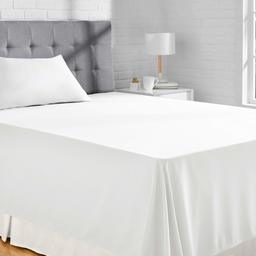 AmazonBasics Microfiber Flat Sheet, Bright White 275 x 275 + 10 cm