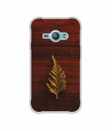 Amazon Brand - Solimo Designer Leaf on Wood UV Printed Soft Back Case Mobile Cover for Samsung Galaxy J1 Ace