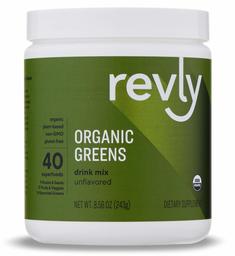 Amazon Brand - Revly Organic Greens Superfood Powder, Greens, Fruits and Seeds Blend, 8.57 Ounce (24 Servings)